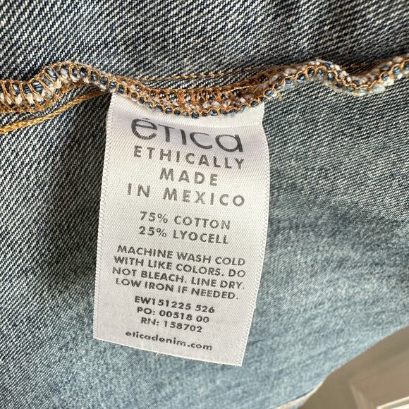 Etica Denim Jean Sleeveless Dress Small Button Western Minimalist Eco Casual - Picture 10 of 10